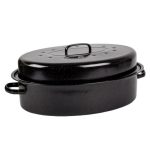kaufmann enamel coated oval pan with lid - 8.0 litre