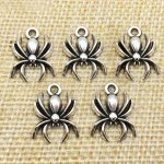 20PCS 15MM Antique Silvery Spider Pendant Diy Bracelet Necklace Making Charm Handmade Craft Jewelry