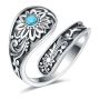 Sterling Silver Turquoise Rings Vintage Adjustable Sunflower Spoon Ring