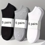 5 Pairs Of Comfortable Ankle Socks Solid Color Ankle Sock Pack Women's Stockings & Hosiery