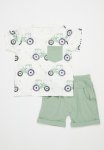 PoP Candy Contrast Pocket Tee & Short Set - Green & White
