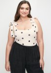 Square Neck Shoulder Bow Tie Plus Bodysuit - Spot Print