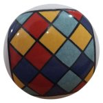 Colourful Harlequin Ceramic Knob Diamond Design 6CM