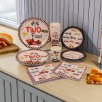 10 20 50PCS Two Fast Racing Theme Set Disposable Outdoor Tableware Set Suitable For Family Gatherings Camping And Outdoor Partie
