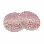 Ofloral Rose Gold Coasters For Drinks Luxury Glitter Hazy Dreamlike Cups Place Mats For Home Decor Set Of 2 4 Inch