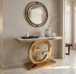 Modern Gold Circular Accent Console Table