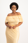 Laura Plisse Off-shoulder Top - Latte - L