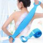 Exfoliating Back Scrubber Gloves Silicone Bath Towel Double-sided Body Massage Shower Tool With Long Handle For Men And Women