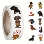 500PCS Dachshund Vinyl Sticker Roll - Assorted Cartoon & Anime Designs For Laptops Water Bottles Skateboards & More - Reusable S