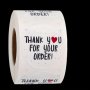 500PCS/ROLL 2.54CM Thank You For Ordering Sticker Shop Gift White Label Sticker Letter