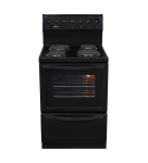 60CM Stove 4 Solid Plates With Warmer Drawer - Black
