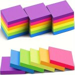 Vibrant 6-ROLL Pack Fluorescent Sticky Notes - Eye-catching Colors For Effective Study & Office Organization