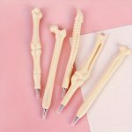 5PCS Halloween Skeleton Bone Ballpoint Pens Cartoon Bone Design Plastic Writing Pens For School And Office Supplies