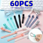 60 30 10PCS Silicone Cable Organizer Travel Reusable USB Wire Cable Ties Cable Winder Wire Organizer Cable Cord Storage Holder B