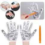 1PAIR Shiatsu Reflexology Gloves Hand Hydrotherapy Reflexology Massage Tool With Acupressure Point Chart