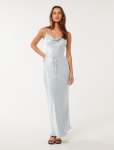 Lucy Satin Cowl Maxi Dress - 16 Misty Sky