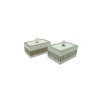 Wooden Jewellery Box - White With Gold Bead