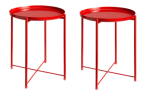 Smte 2 X Metal Coffee Tables Red With Keychain