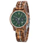 Womens Zebrawood And Stainless Steel Chronograph Wooden Watch GT118-1