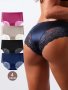4pcs Seamless Floral Lace Satin Briefs Sexy Comfy Breathable Stretchy Intimates Panties Women's Lingerie & Underwear