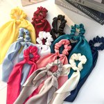 3PCS Knotted Bow Satin Ribbon Scrunchies Set - Elastic Hair Tie Women's Simple Ponytail Hair Accessories