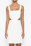 Ecru A-cut Cut-out Square Collar MINI Dress