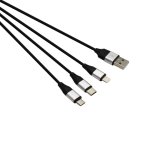 GIZZU 3IN1 USB To Micro Usb type-c lightning 1.2M Cable - Black