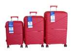 Smte Unbreakable Travel Luggage 3 Piece Suitcases Spinner Red With Keychain