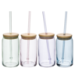 Coloured Glass Jar With Straw 420ML Colour May Vary