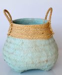 Pale Blue Bulbous Shaped Basket 40X40CM