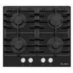 ELBA 60CM Black 4 Burner Gas On Glass Hob T65-450G