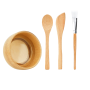 4 Pieces Bamboo Facial Mask Tool Set Mixing Bowl Brushes & Spatula Spoon