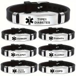 1PC Warning Word Bracelet Stainless Steel Star Of Life Silicone Bracelet