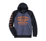 Men’s Old English Stacked Bar & Shield Raglan Hoodie – Colorblock – Harley Black & Surf The Web