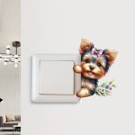 Contemporary Cartoon Dog Light Switch Wall Sticker 1PC Vinyl Self-adhesive Anime Pet Decal Easy Apply & Remove For Bedroom Bathr
