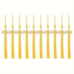 2024 Graduation Tassel Set Of 10 - Black And Golden Tassel With Year Charm - Graduation Cap Accessories For Holiday Ceremonies