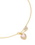 Tweens Gold Plated Stainless Steel Diamante Heart Safety Pin Necklace