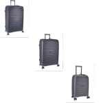 CELLINI Grande 3 Piece Set Dark Grey + Free Large & Medium Plastic Luggage Protector Cover