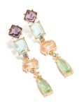 Goldair Gold Irregular Shaped Purple & Blue Diamantes Drop Earrings