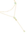 Goldair Gold Plated Green Stone & Freshwater Pearl Double Layered Y-necklace