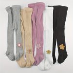 1 Pair Girl's Flower Doll Solid Knitted Pantyhose Children's Toddlers Base Layer Fashion Leggings Pantyhose For Spring And Autum