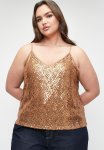 Sequin V-neck Cami Plus - Copper