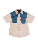 - Meerkat Kids Two Tone Bush Shirt - Khaki And Taupe