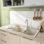 Kitchen Sink Elbe Double Bowl Single Drainer Quartz / Resin Composite White L116CM X W50CM