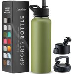 Finedine Water Bottle - Stainless Steel Insulated Water Bottle With Straw Lid Flip Lid & Wide-mouth Cap - Keeps Hot And Cold - 4