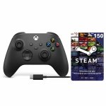 Xbox Microsoft Series Wireless Controller - Carbon Black + R150 Steam Gift Card & Usb-c Cable