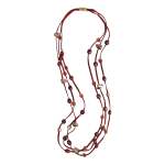 Shiny Bead String Neacklace - Burgundy Free