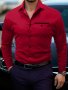 Men's Solid Color Lapel Collar Design Dress Shirts Long Sleeve Casual Button Up Shirt For Formal Occasions