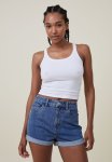 Cotton On High Rise Classic Stretch Denim Short - Sea Blue