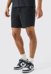 Shorter Length Relaxed Fit Elasticated Waist Chino Shorts In Black - Black
